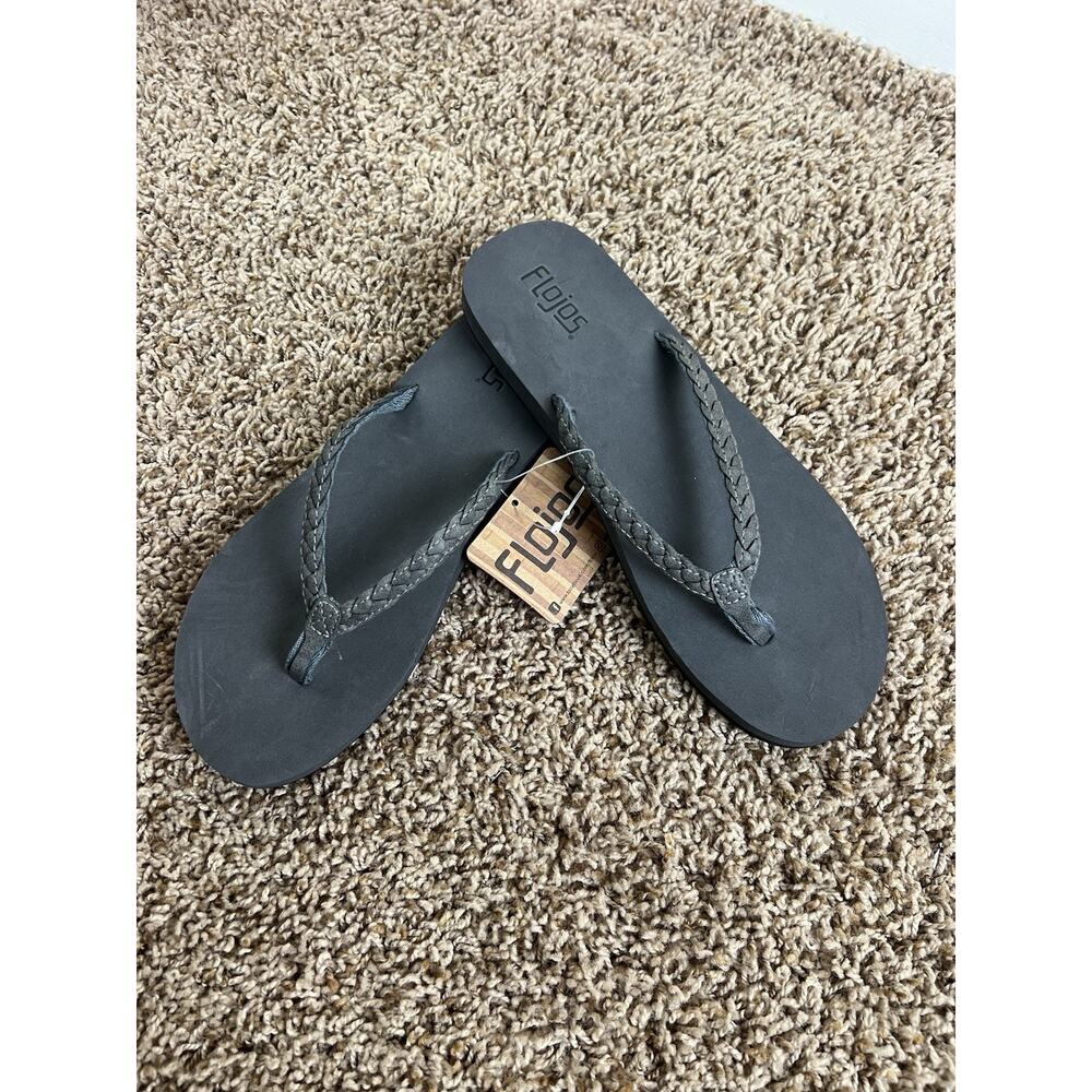NWT Flojos Women Flip Flops 10 Black Braided Strap Sandals - Picture 6 of 8